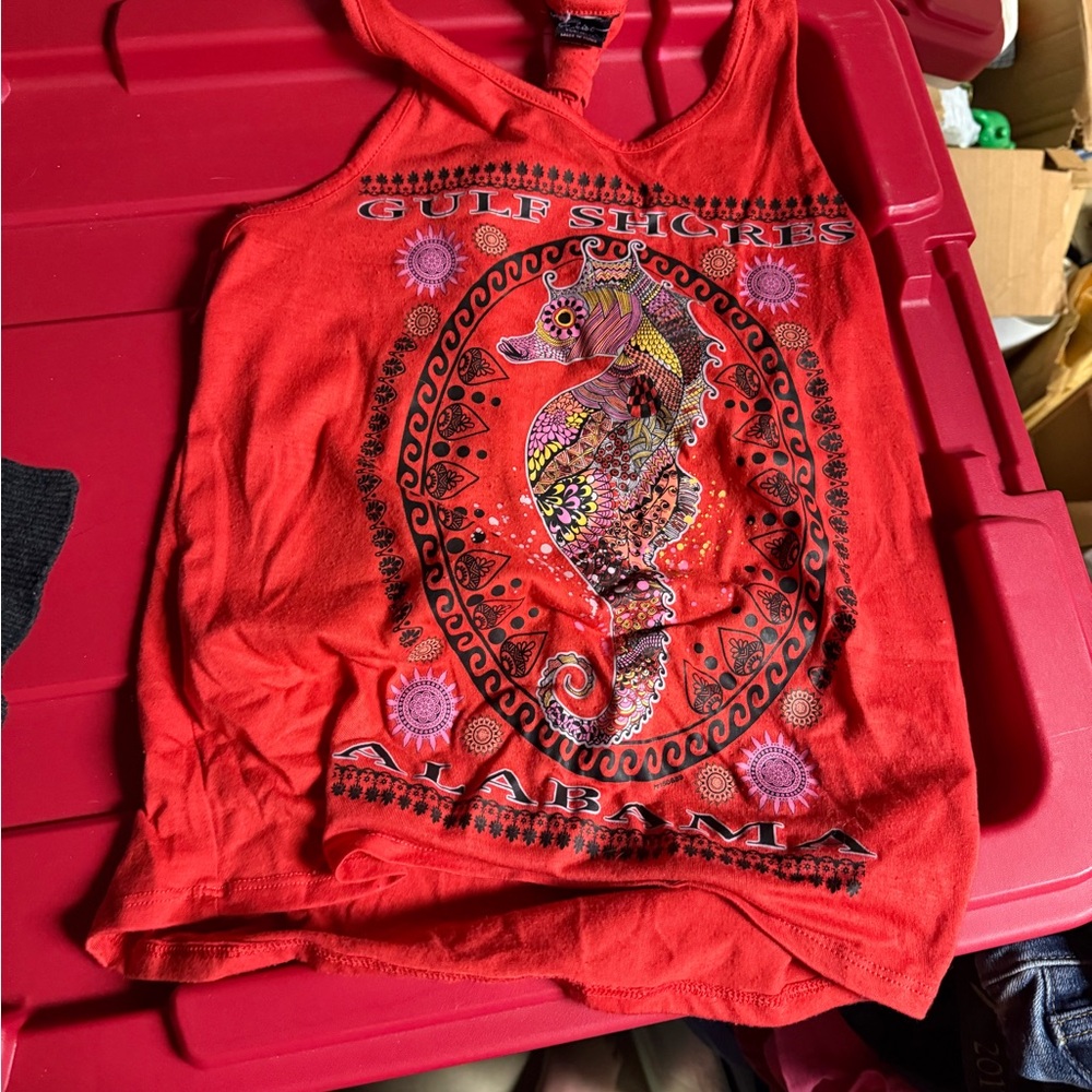 Oasis Red Graphic Tank Top